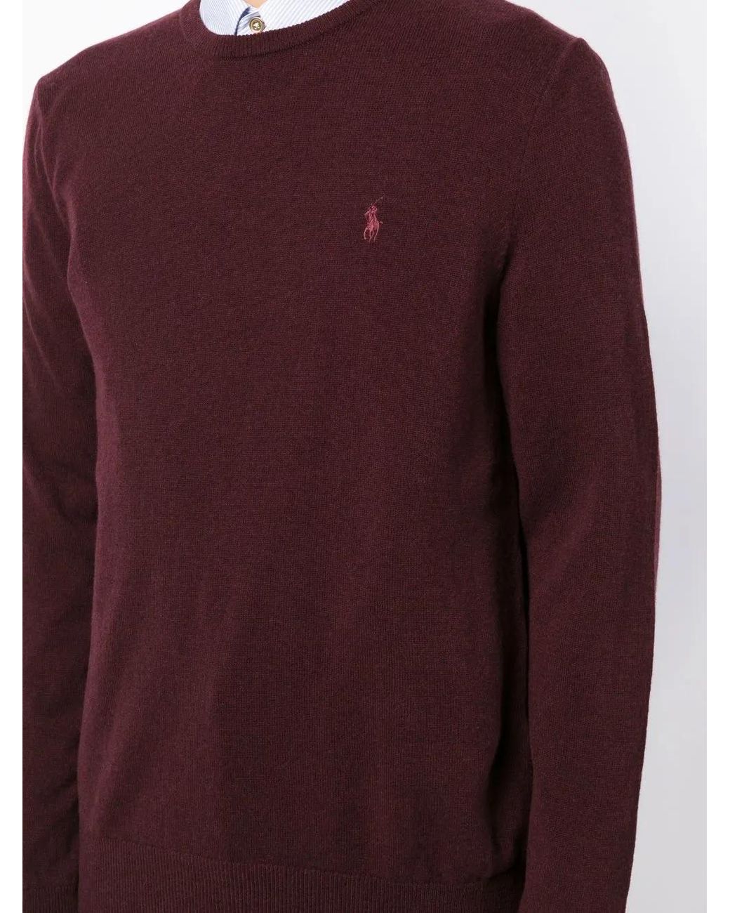 Polo Ralph Lauren Red Burgundy Wool Crew Neck Pullover for men