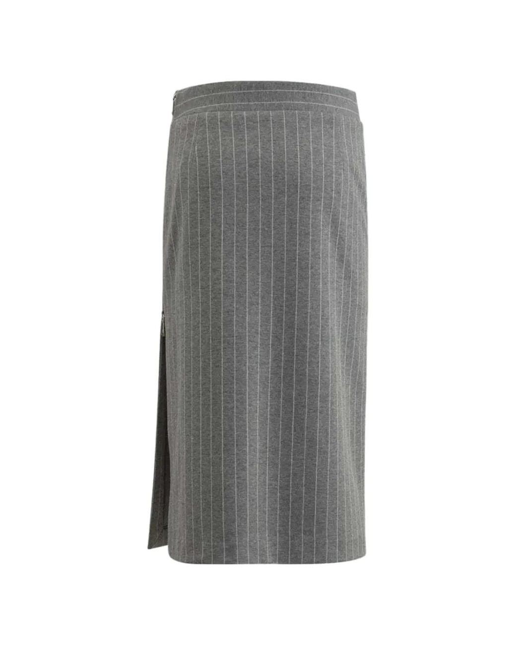 Gaelle Paris Gray Pinstripe-Pattern Side-Zip Skirt