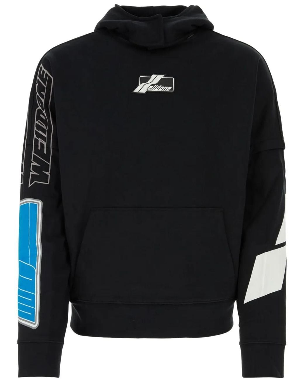 we11done Black Logo-Print Hoodie for men