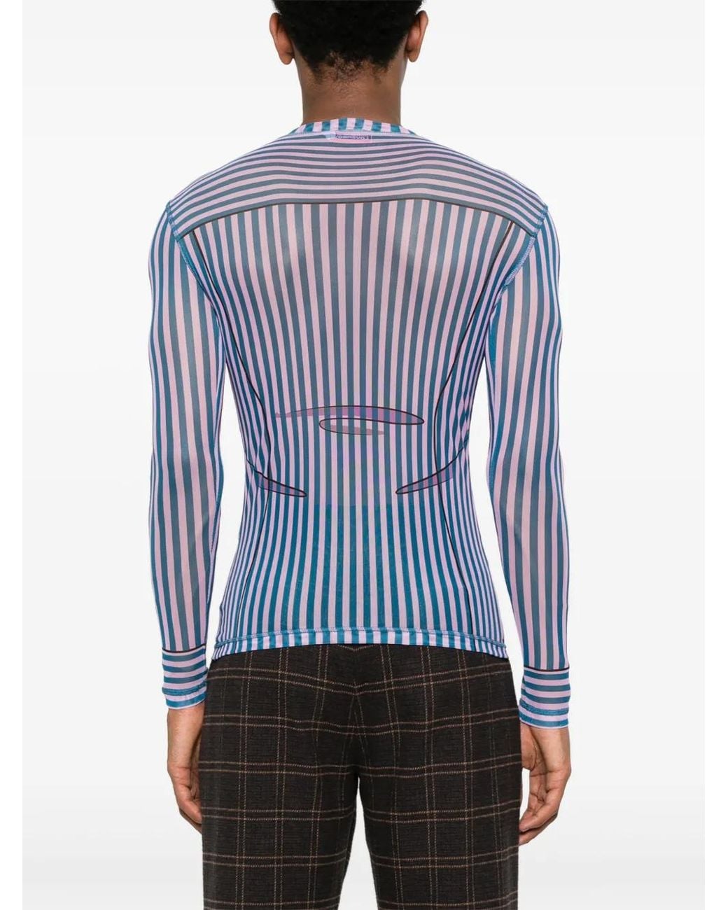 Charles Jeffrey Blue Long-Sleeves Mesh T-Shirt