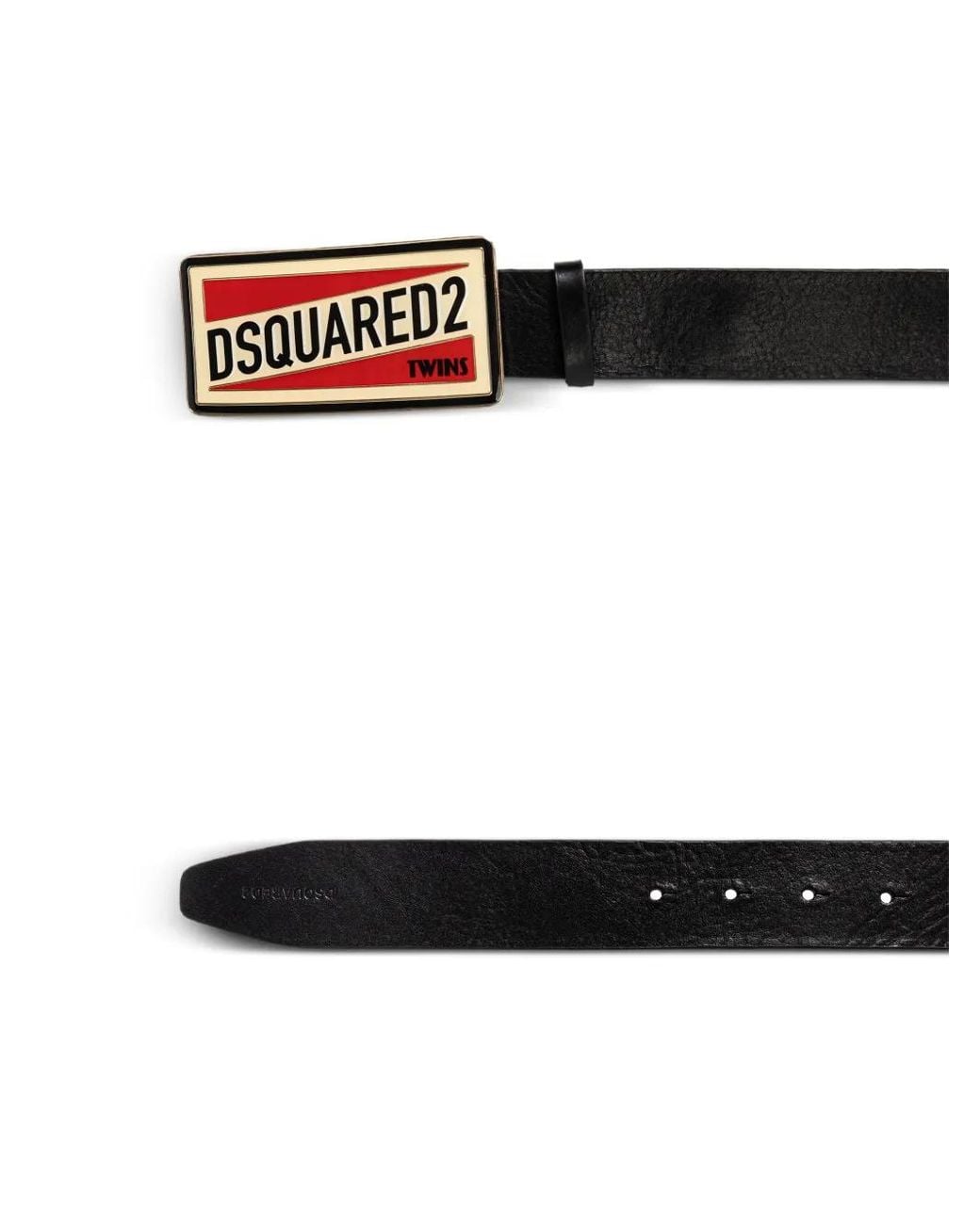 DSquared² Red Logo Plaque Belt for men
