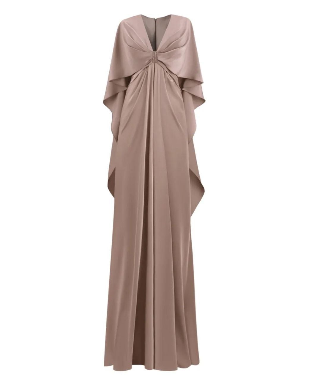 Gemy Maalouf Natural V-Neck Draped Gown