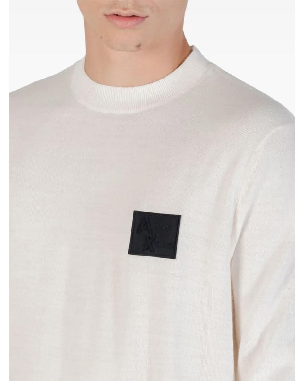 ARMANI EXCHANGE White Logo-Patch Sweater for men