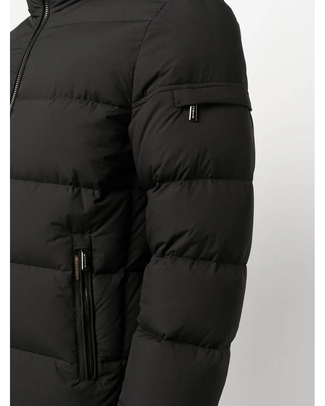 Moorer Black Padded Zip-Up Hooded Down Jacket for men