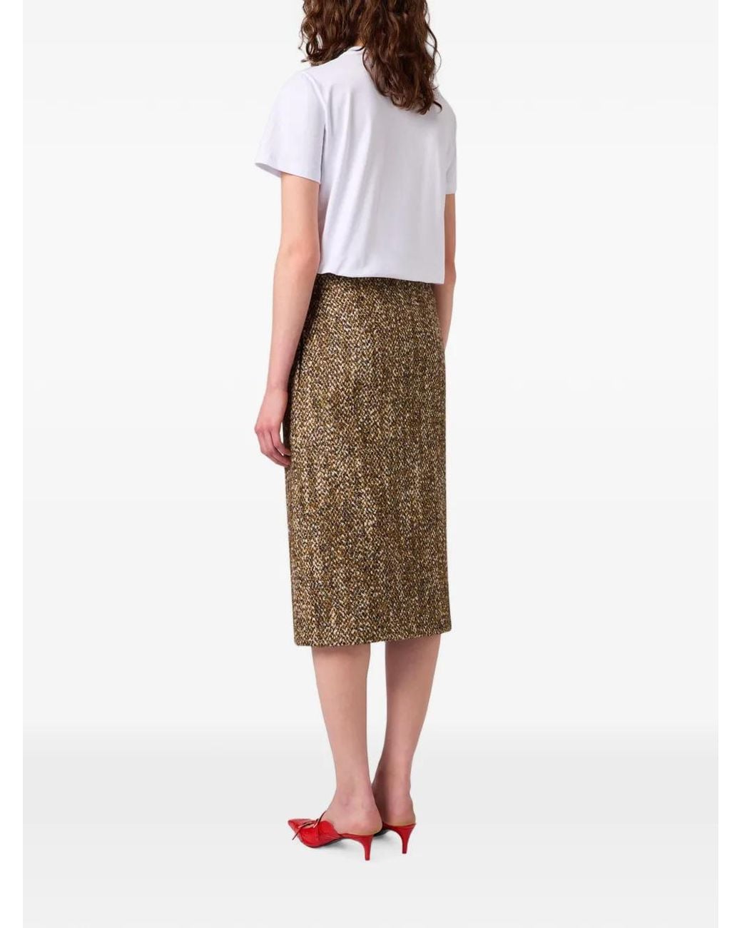 MSGM Natural Pencil Midi Skirt