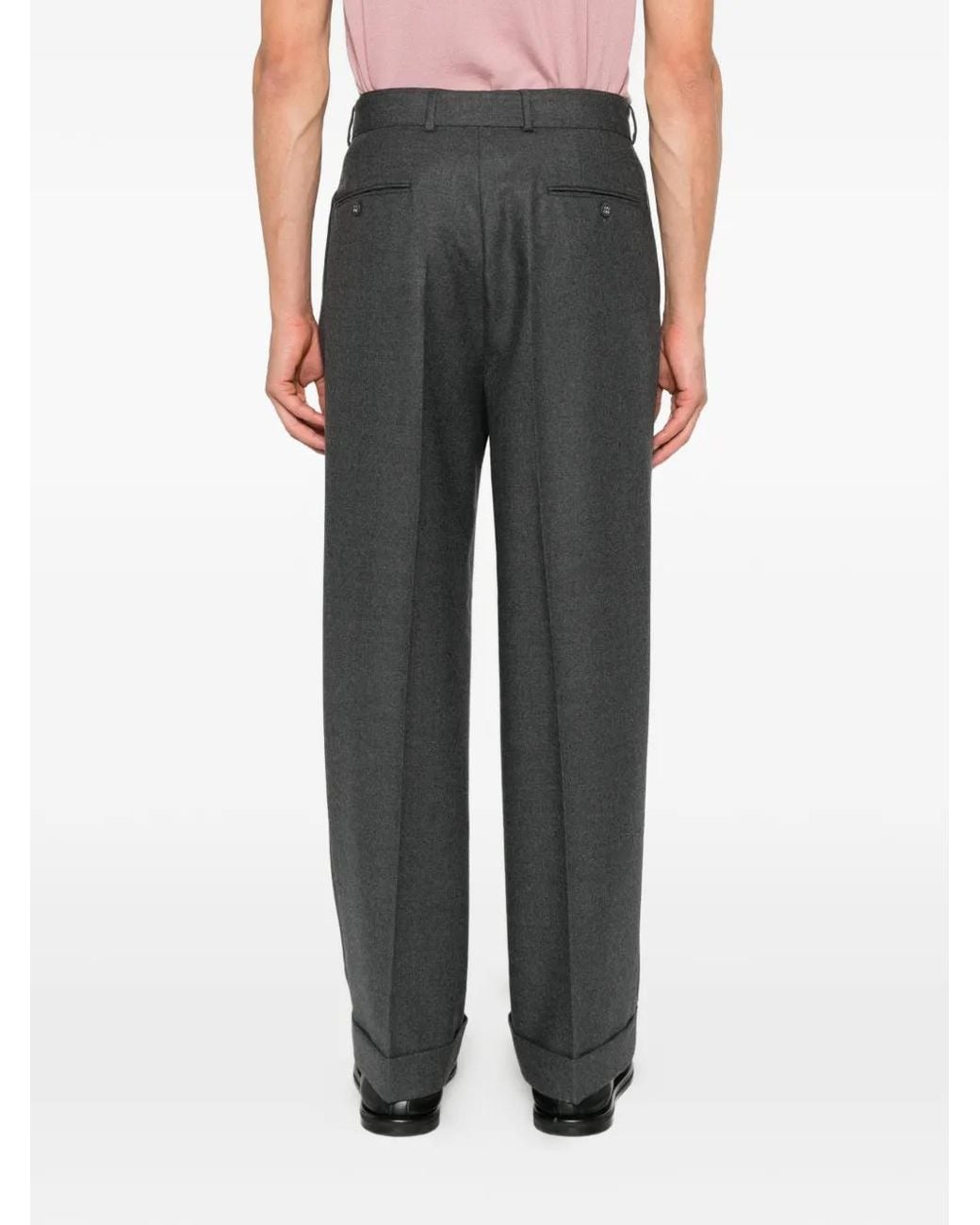 Officine Generale Gray Nash Pleated Belted Trousers for men