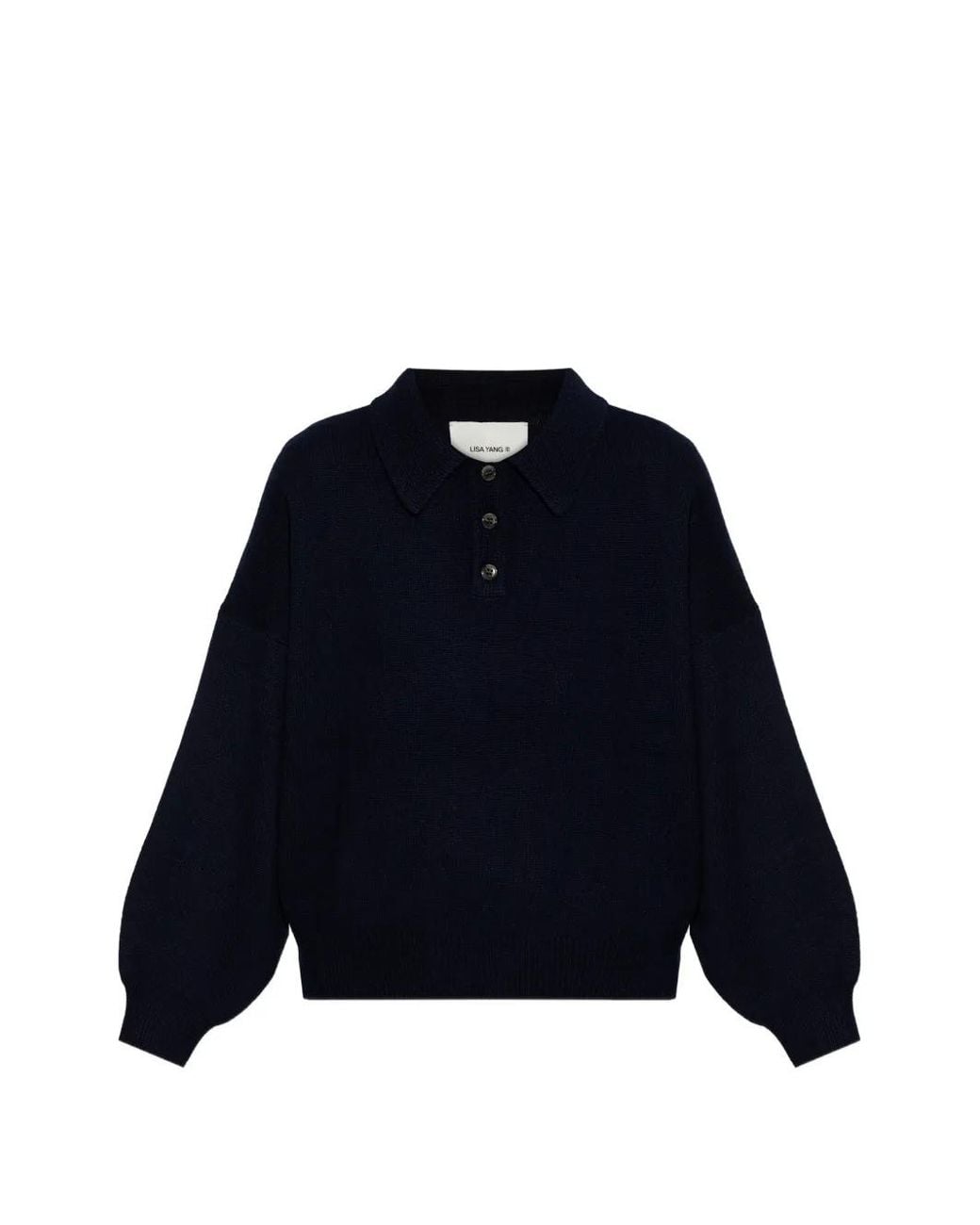 Lisa Yang Blue Etta Buttoned Knitted Top