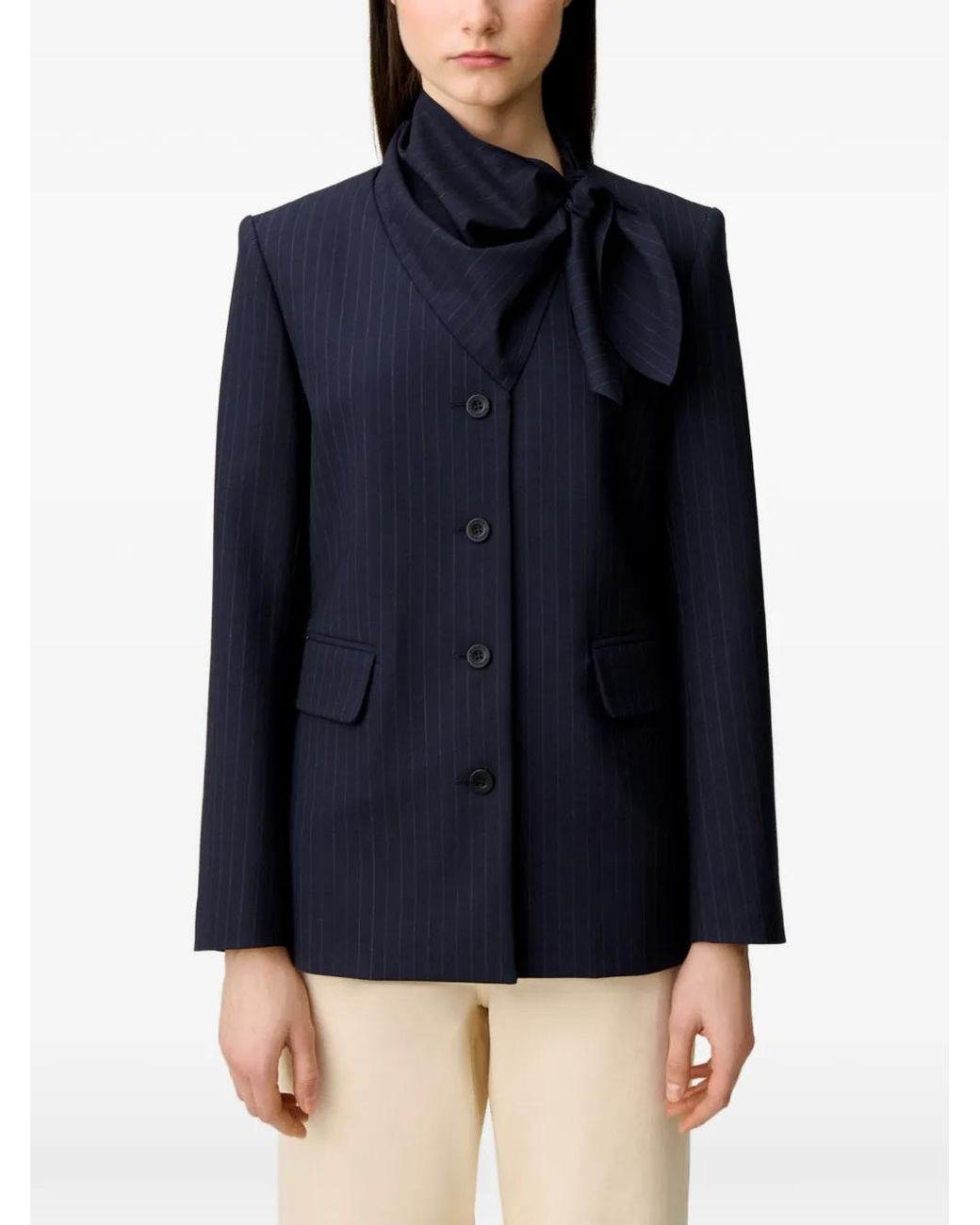 Claudie Pierlot Blue Wool Jacket With Removable Scarf
