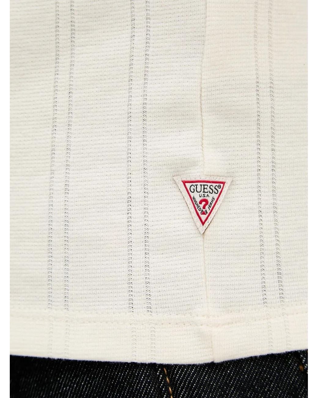 Guess White Ribbed-Knit T-Shirt for men