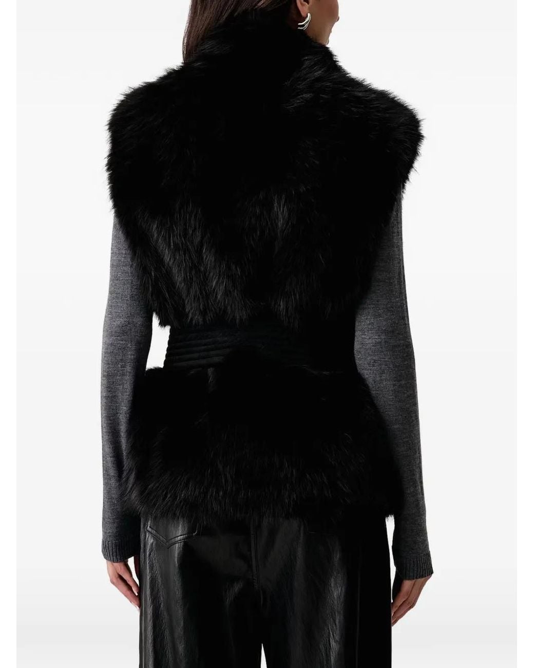 Liu Jo Black Faux-Fur Belted Gilet