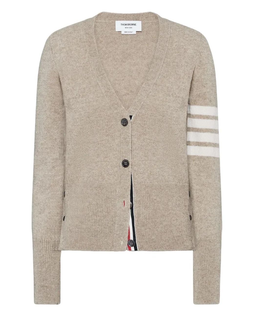 Thom Browne Gray Jersey Stitch Shetland Wool 4-Bar Cardigan