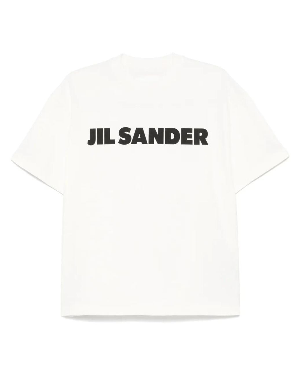 Jil Sander White Cotton T-Shirt With Bold Logo And Classic Cut