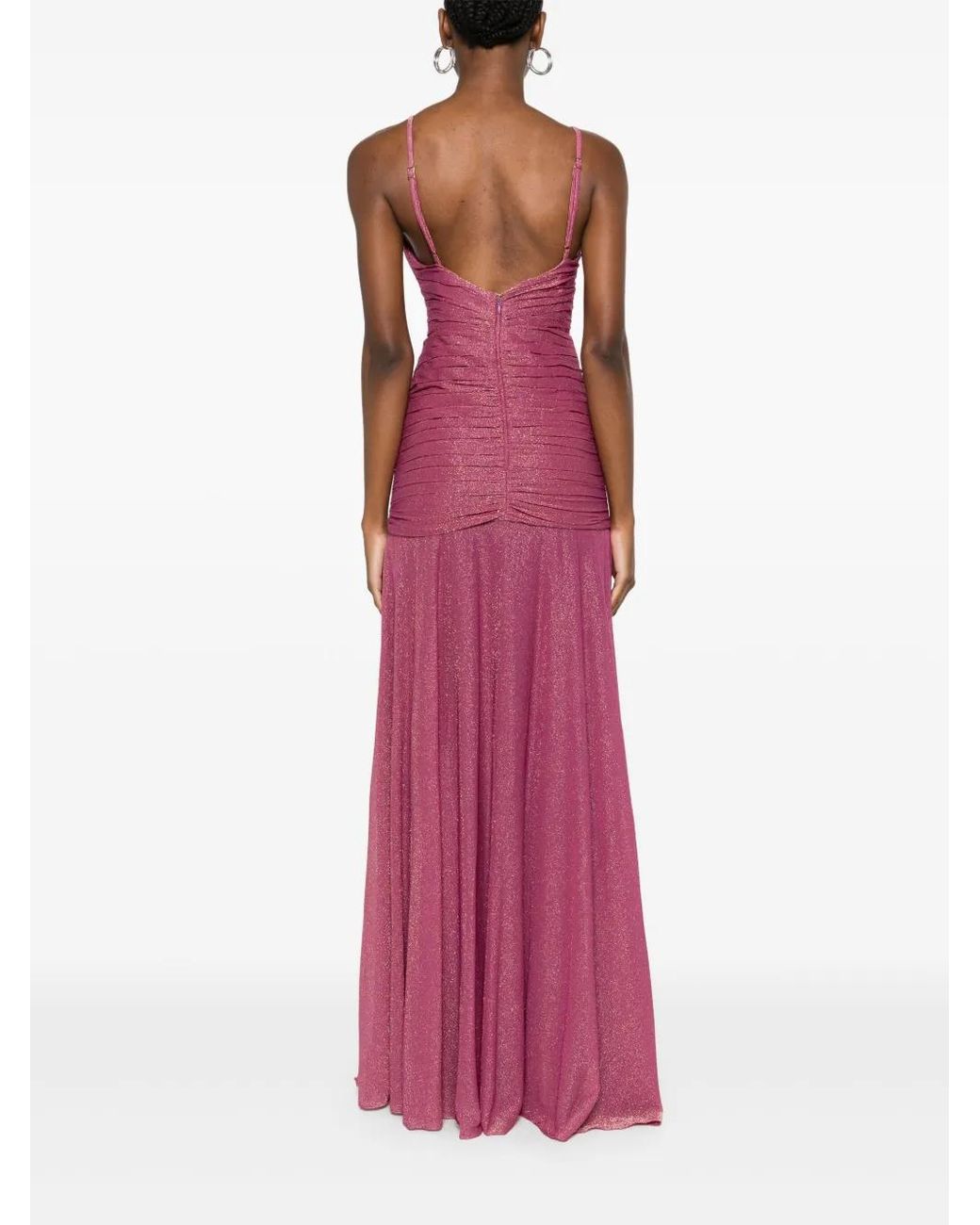 PATBO Purple Metallic Plunge Maxi Dress