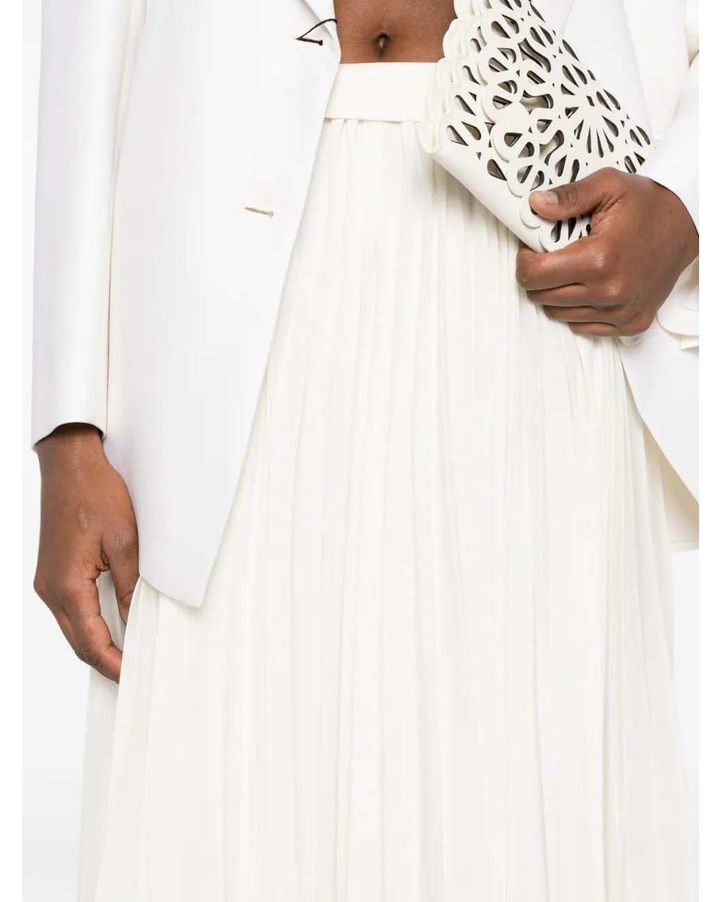 R2W White Elasticated Waistband Pleated Skirt