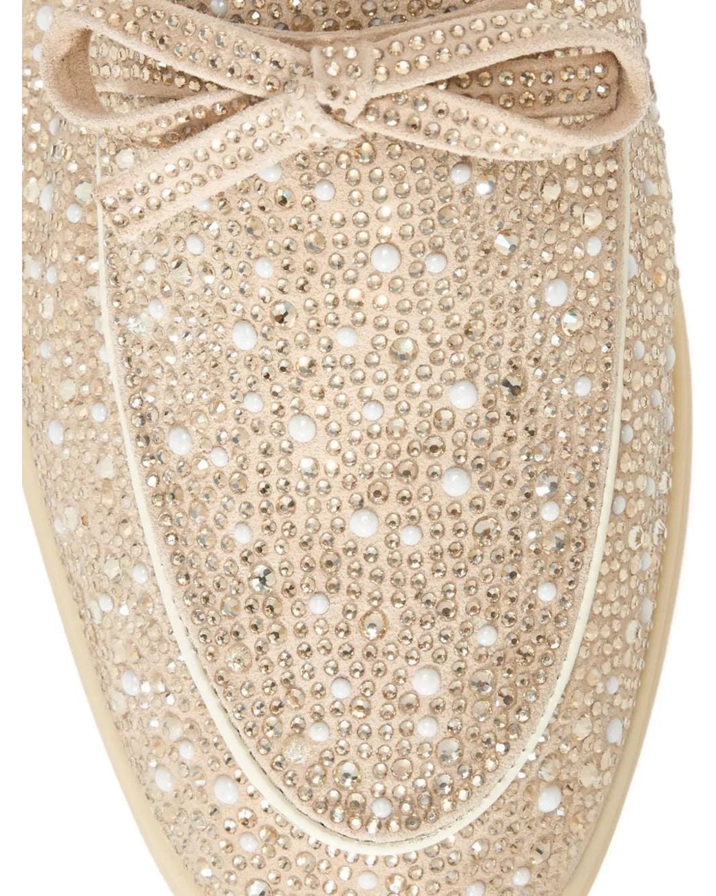 Nicoli Natural Aurelia Embellished Bow-Detail Loafers