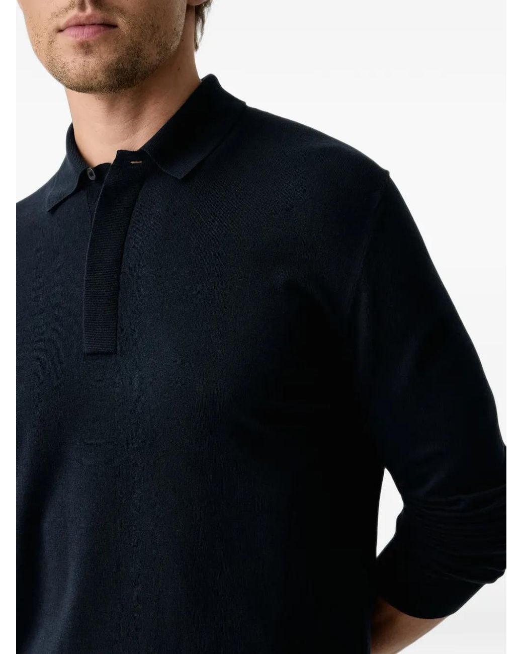 Sisley Blue Long-Sleeve Polo Shirt for men