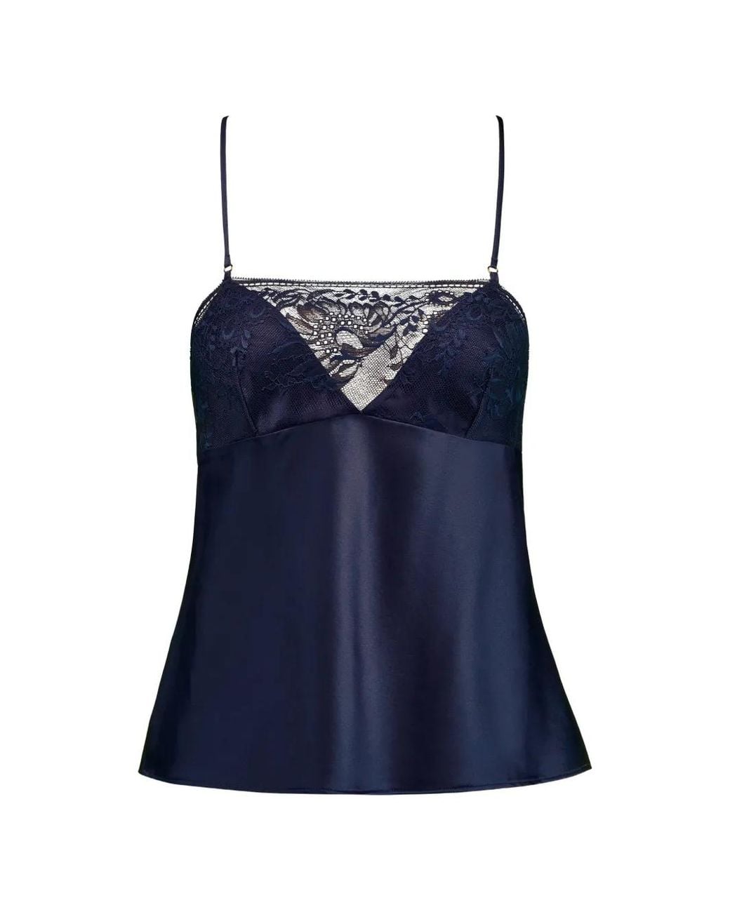 Aubade Blue Midnight Whisper Lace-Trim Pajamas Top
