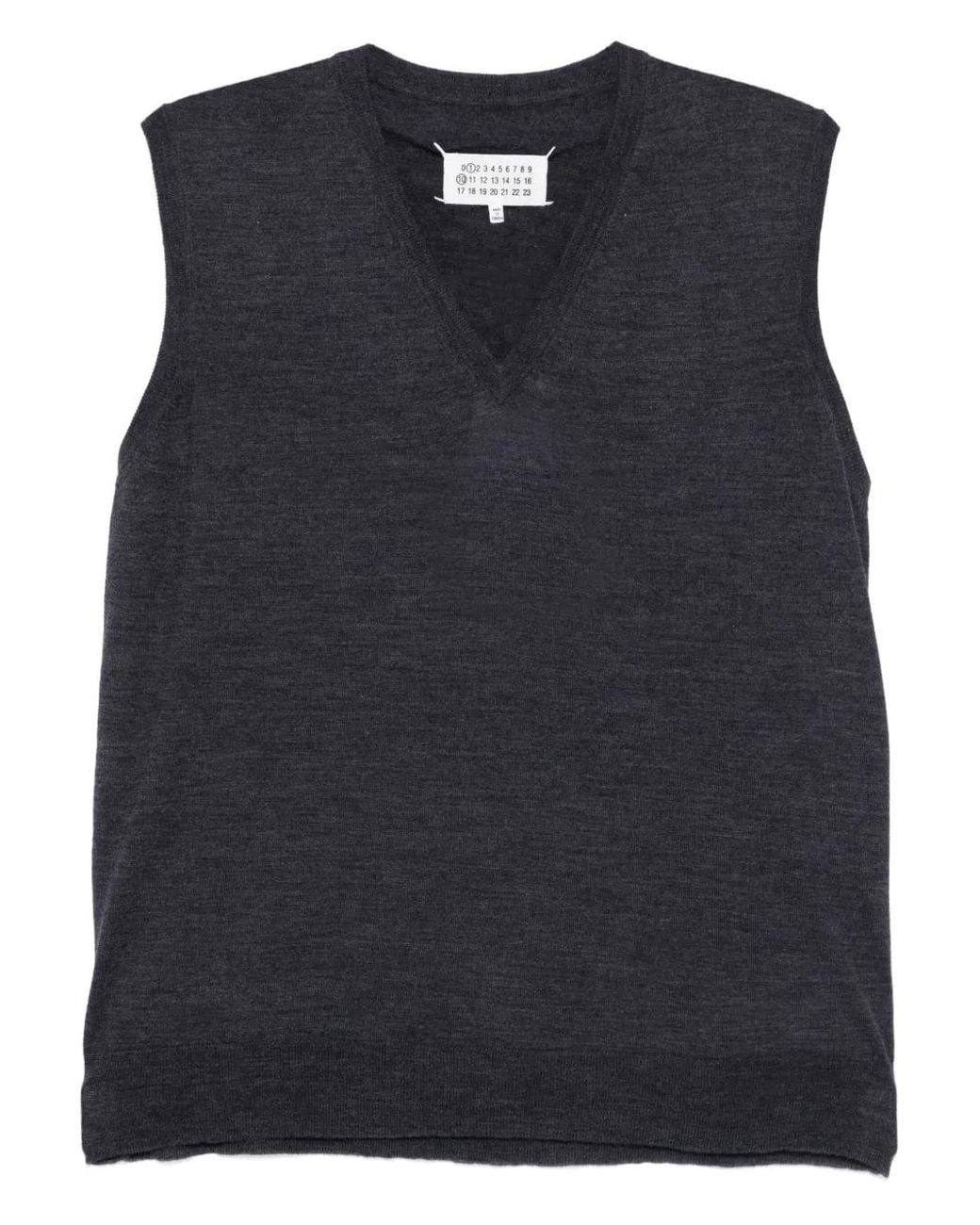 Maison Margiela Black V-Neck Wool Vest
