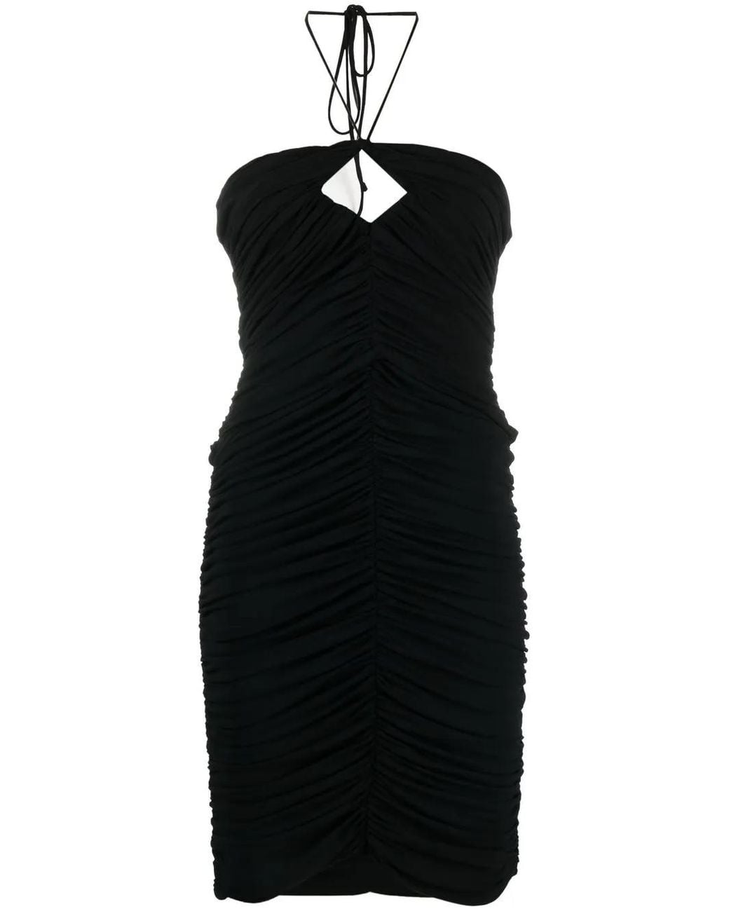 Magda Butrym Black Ruched Halterneck Mini Dress