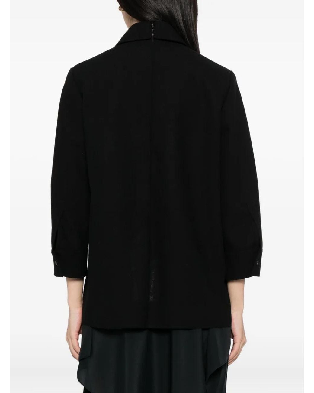 Jil Sander Black Wool Collared Top