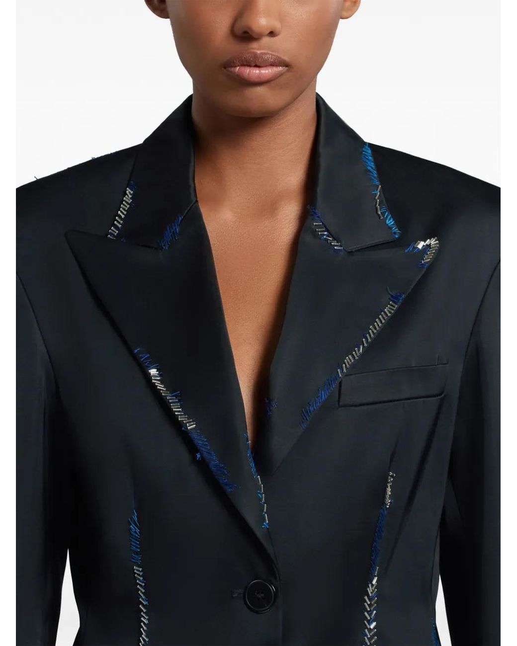Marni Black Bead-Embellished Single-Breasted Blazer