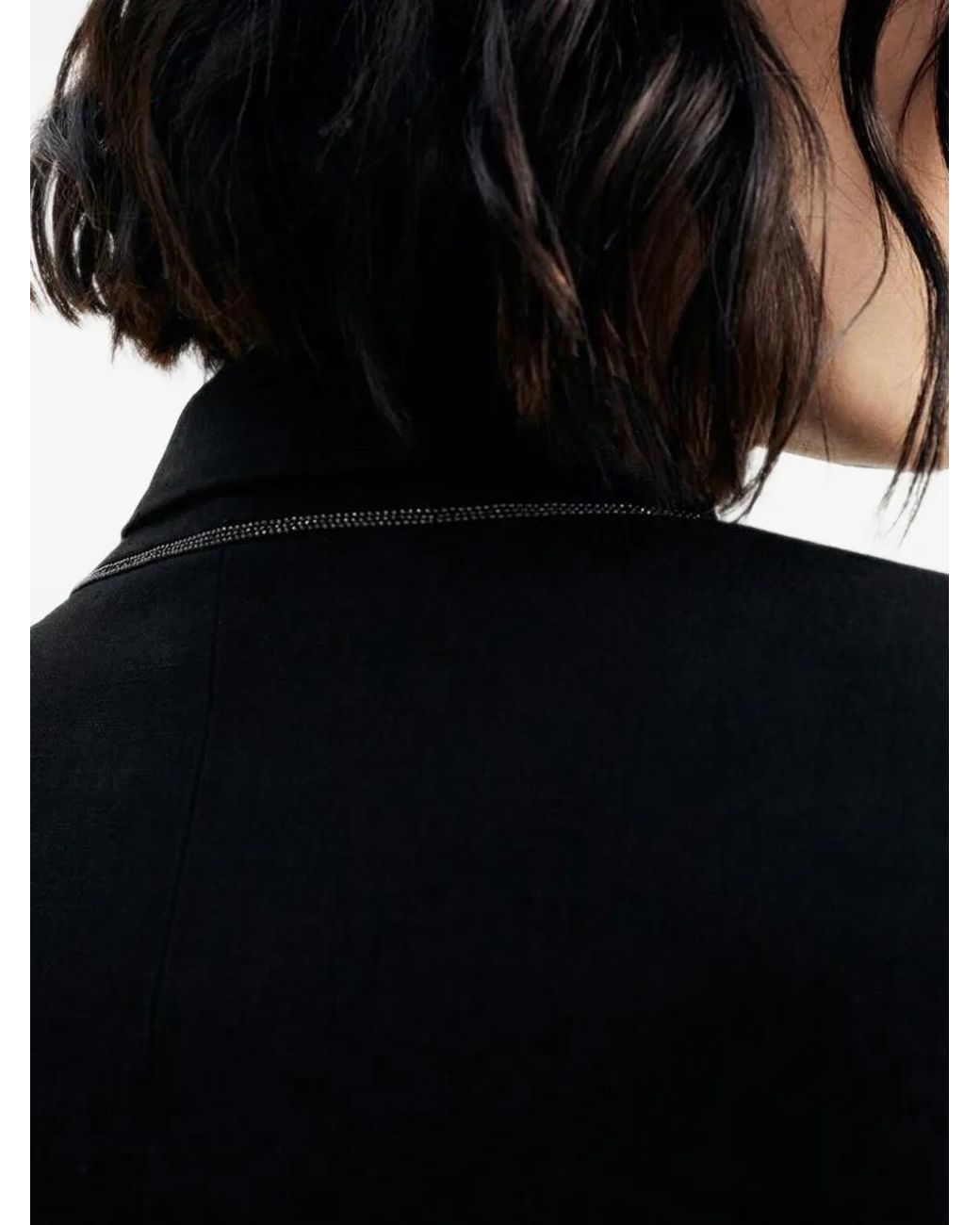 Brunello Cucinelli Black Cropped Single-Breasted Jacket