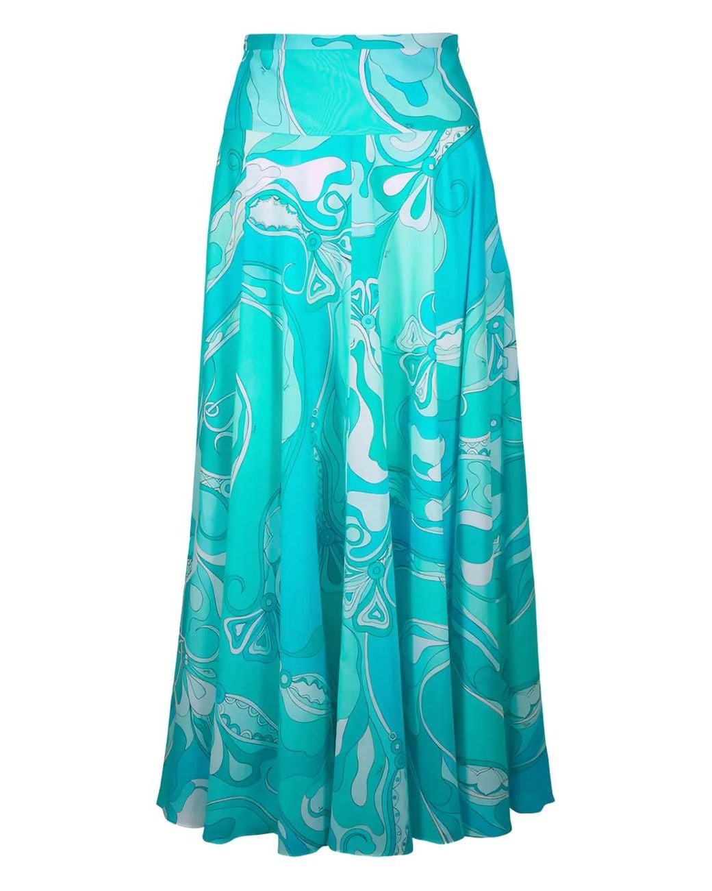 PUCCI Orchidee-Print Long Skirt in Blue | Lyst