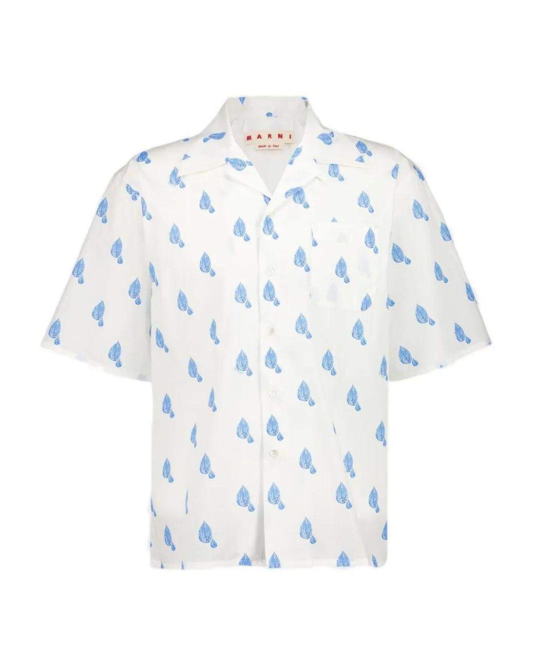 Marni White Printed Short-Sleeves Shirt for men