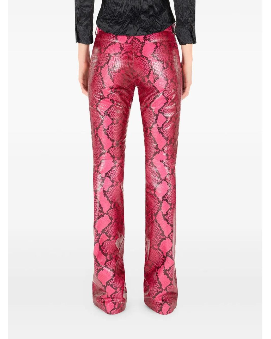 Roberto Cavalli Pink Snake-Print Flared Trousers