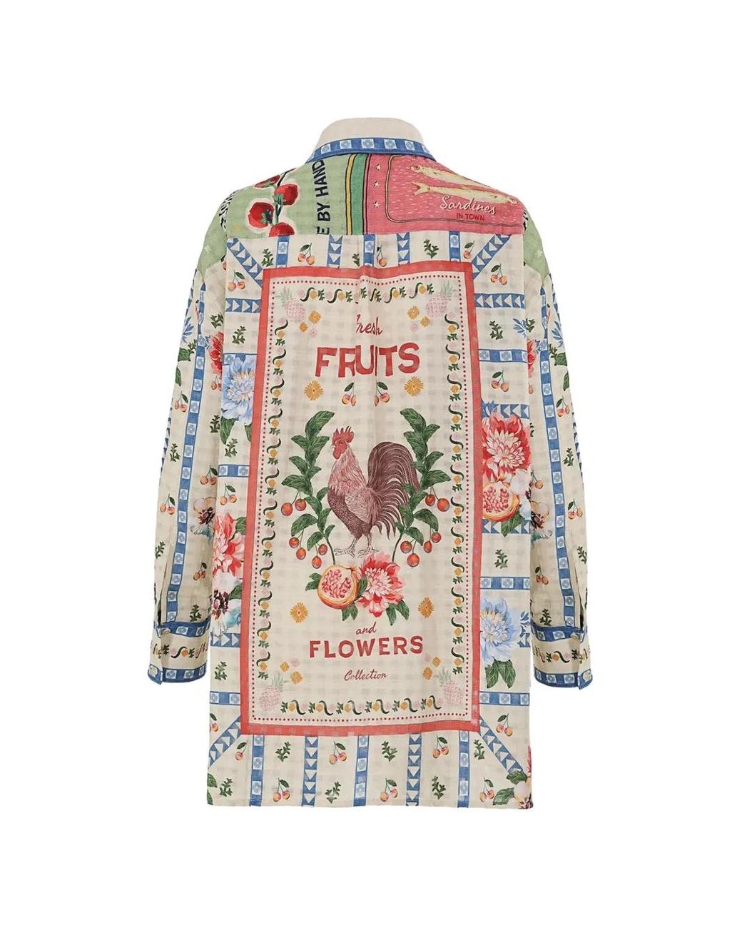 Agua Bendita White Anastasia Graphic-Print Button-Down Shirt