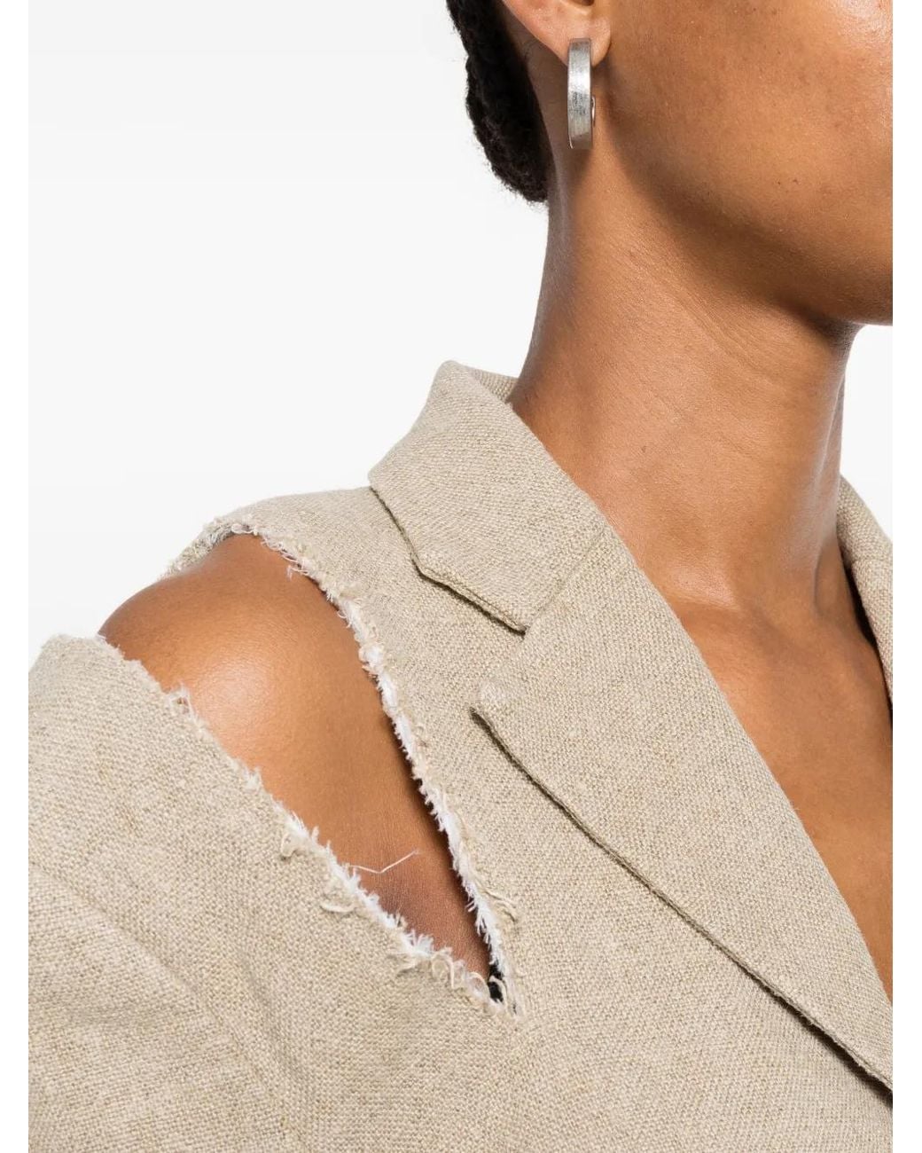 Comme des Garçons Natural Cut-Out Frayed Coat