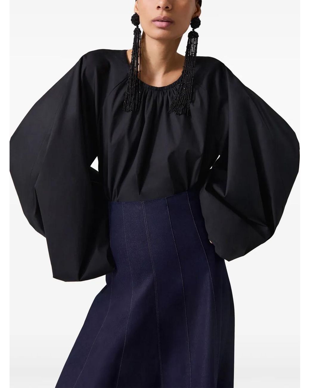 Carolina Herrera Black Raglan-Sleeve Blouse