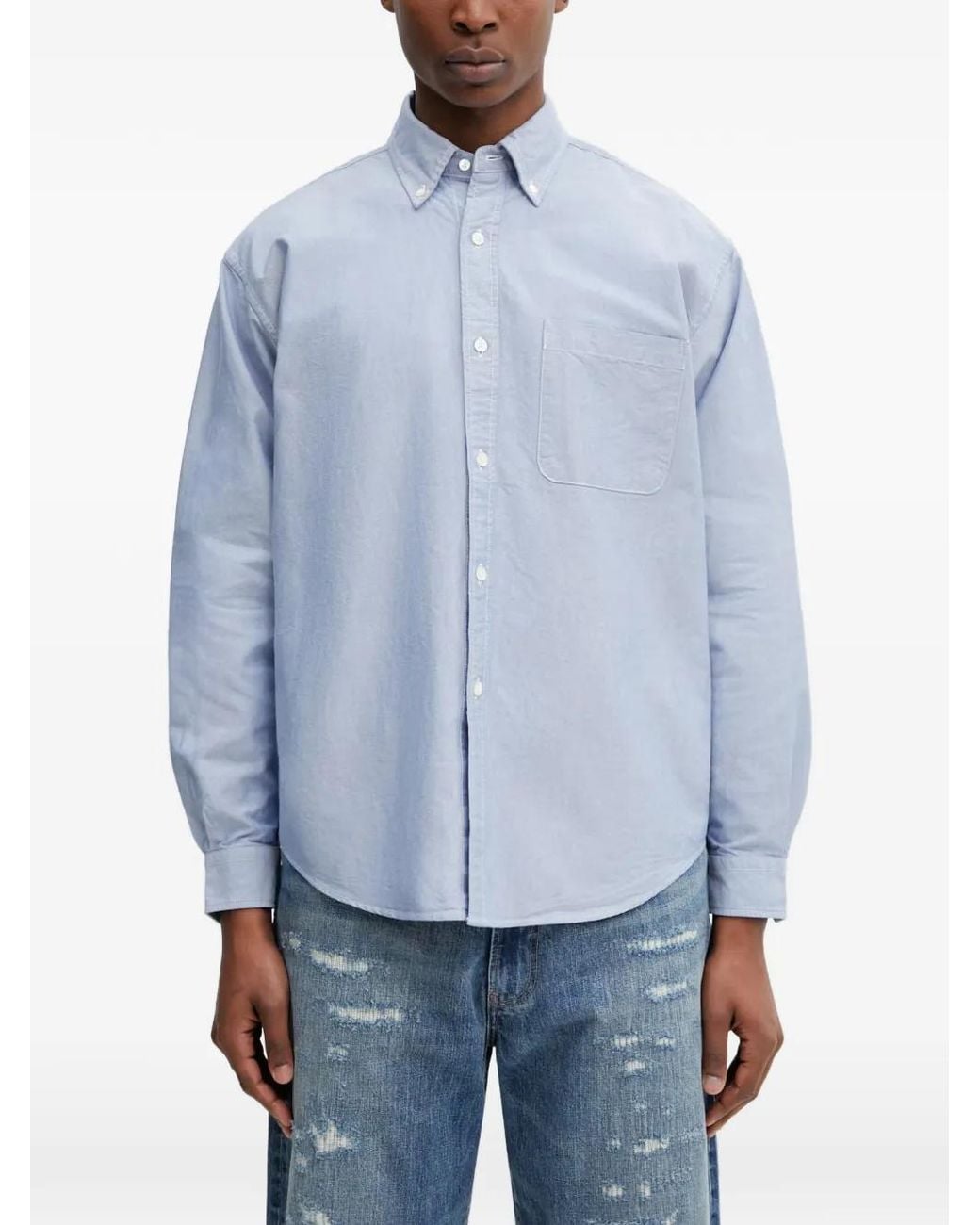 Beams Plus Blue Button-Down Collar Shirt for men