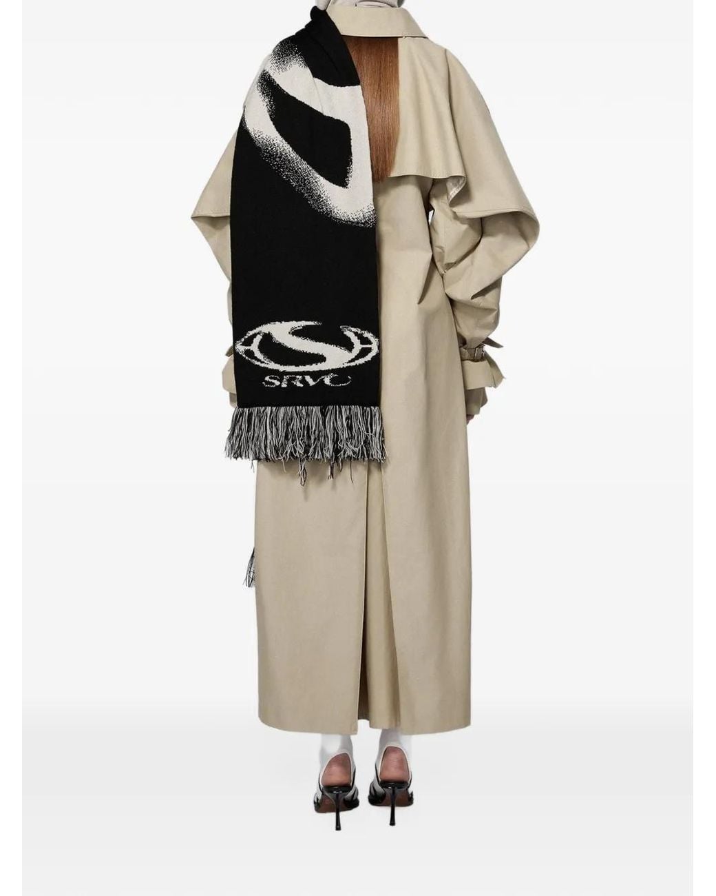 SRVC Studio Natural Sentinal Cape-Back Trench Coat