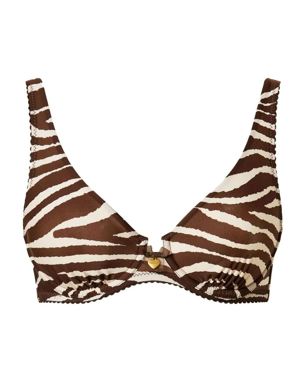 Twinset Brown Zebra-Print Underwire Bra