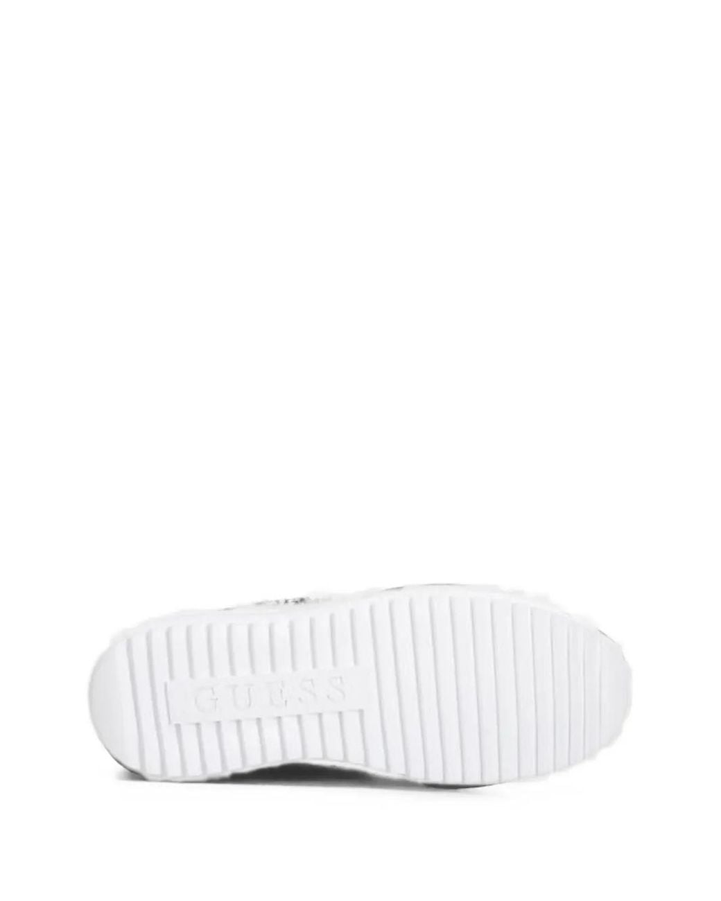 Guess White Duena Logo-Print Lace-Up Sneakers