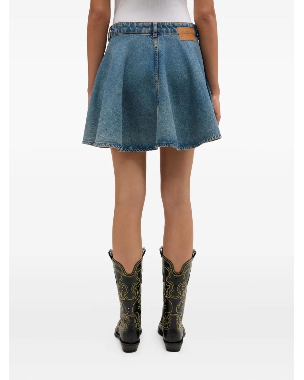 Ganni Blue Denim Miniskirt With A Washed-Out Effect