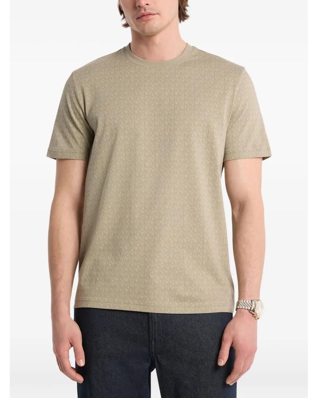 Michael Kors Natural Monogram-Print T-Shirt for men