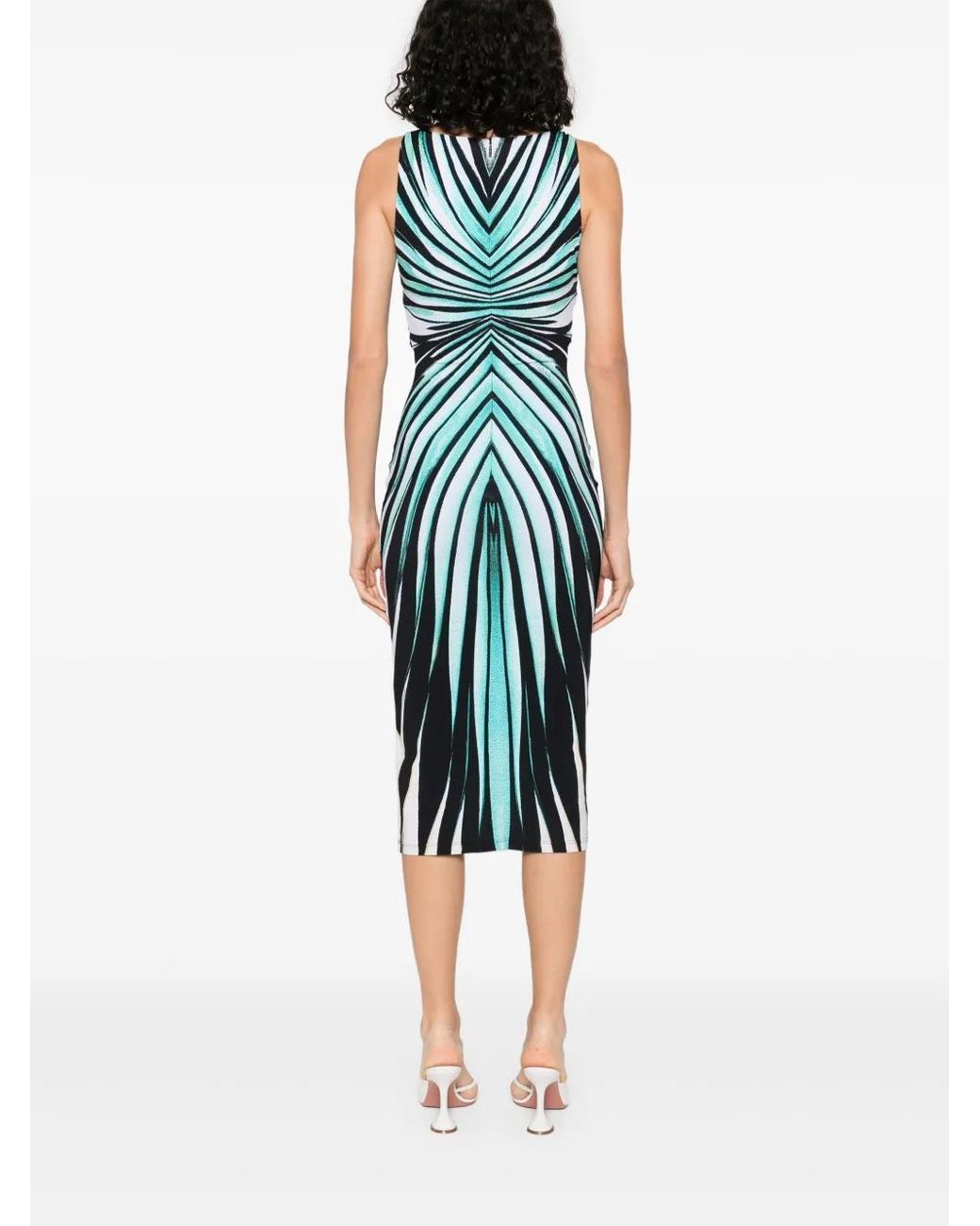 Roberto Cavalli Blue Striped Midi Dress