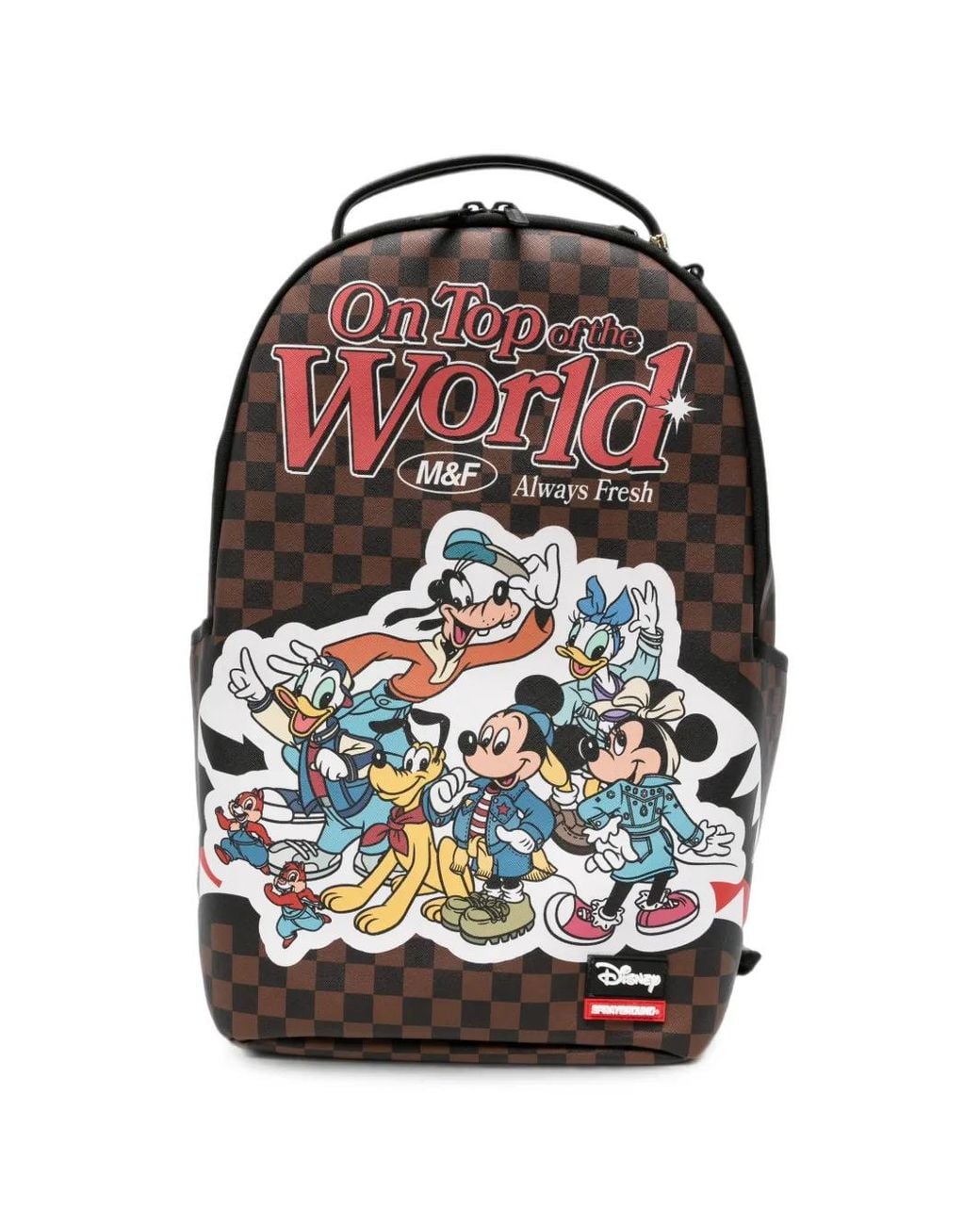 Sprayground Red Check-Print Disney Mickey & Friends Backpack for men