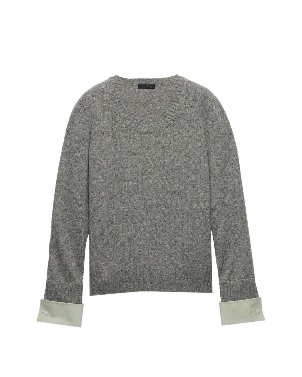 Prada Gray Shetland Wool Scoop-Neck Sweater for men