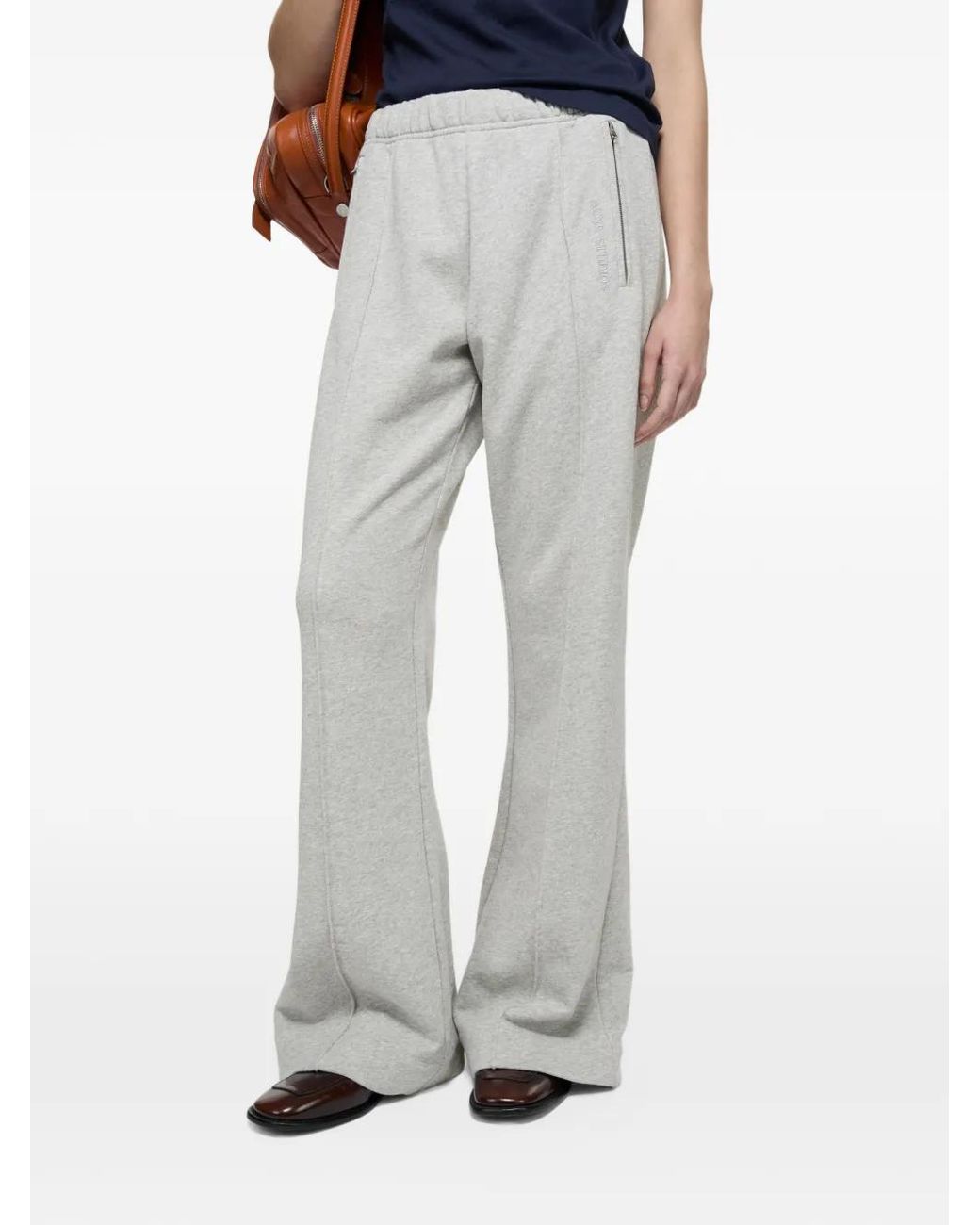 Acne White Logo-Embroidered Track Pants