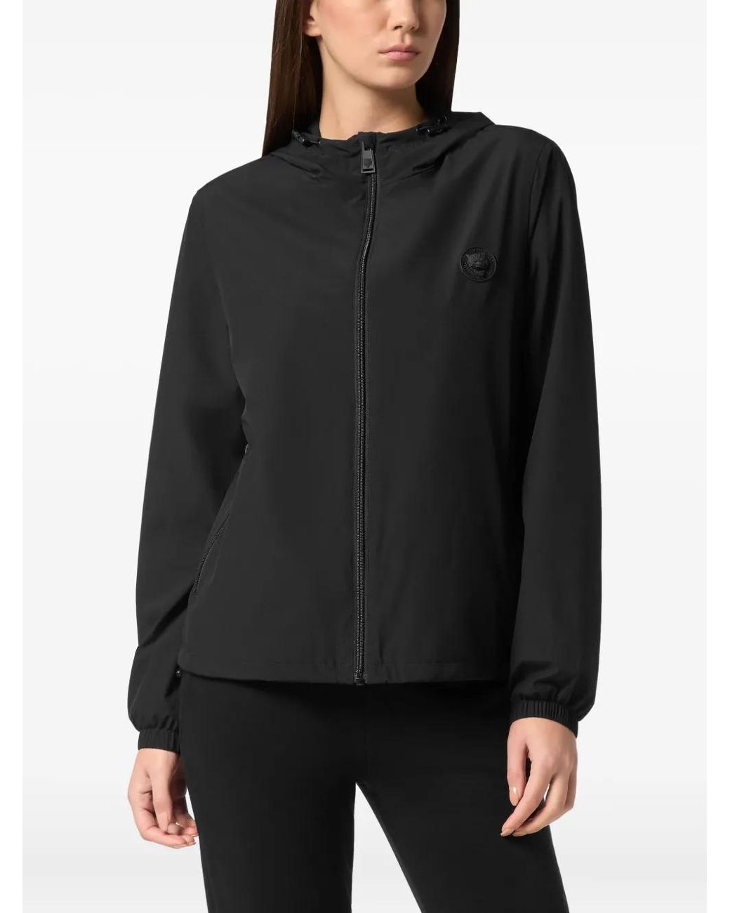 Philipp Plein Black Logo-Patch Hoodie