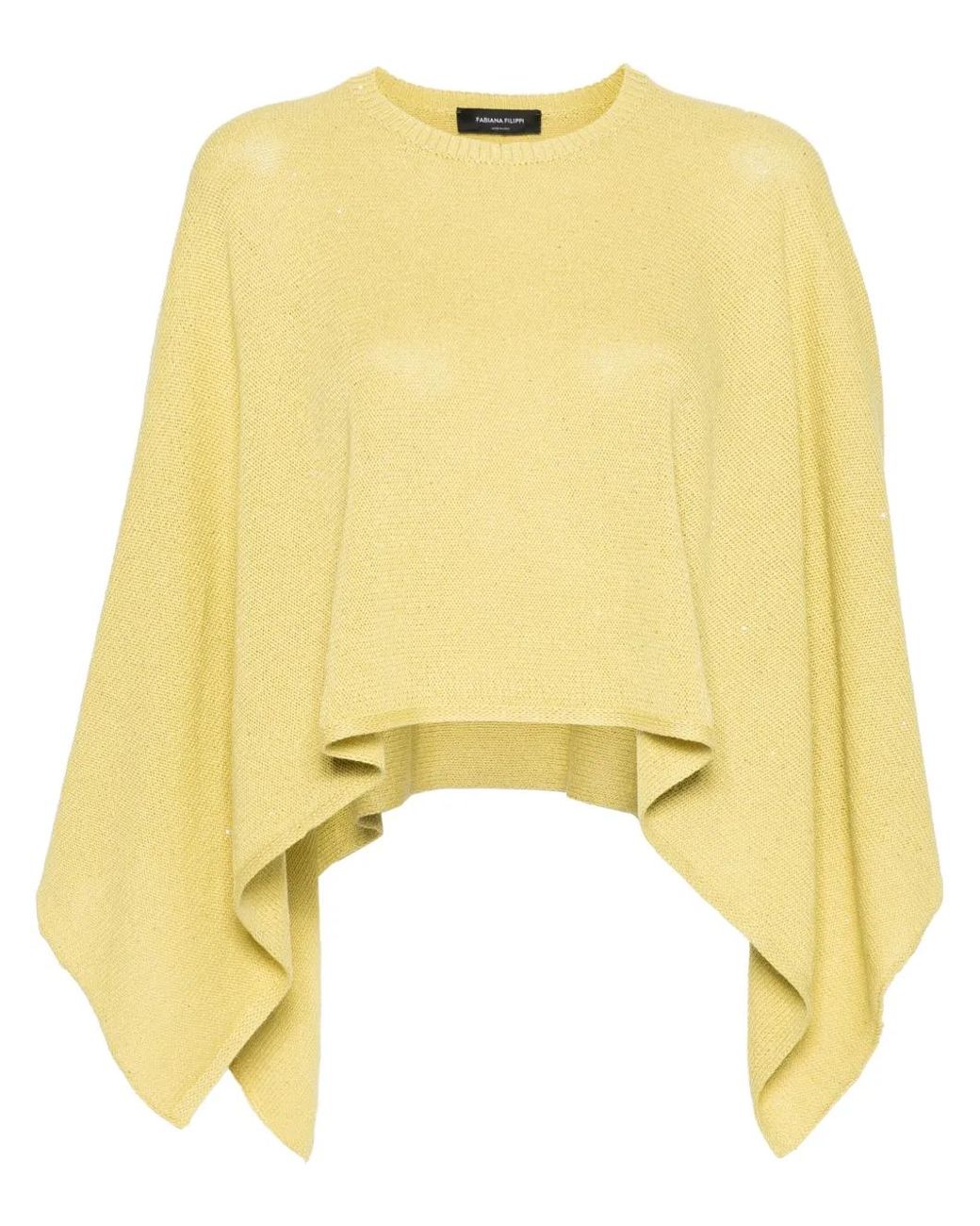 Fabiana Filippi Yellow Sequin-Embellished Knitted Poncho