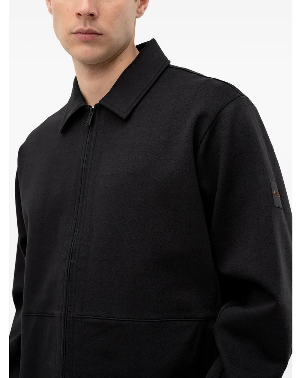 Boss Black Zip-Up Long-Sleeve Shirt for men