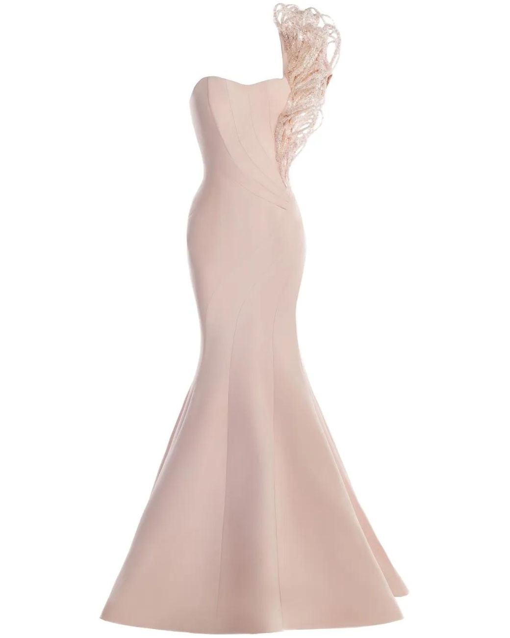 Gaby Charbachy Brown Strapless Mermaid Gown