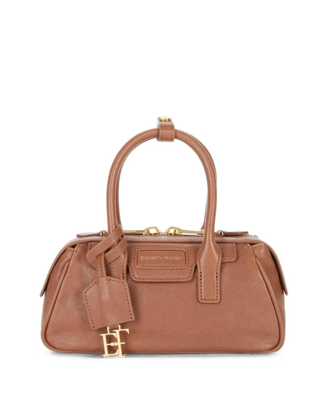 Elisabetta Franchi Brown Small Boston Bag