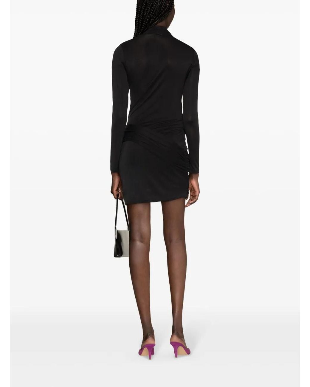 GAUGE81 Black Kores Roll-Neck Draped Minidress