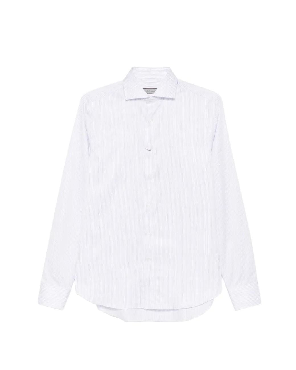 Canali White Striped Shirt for men