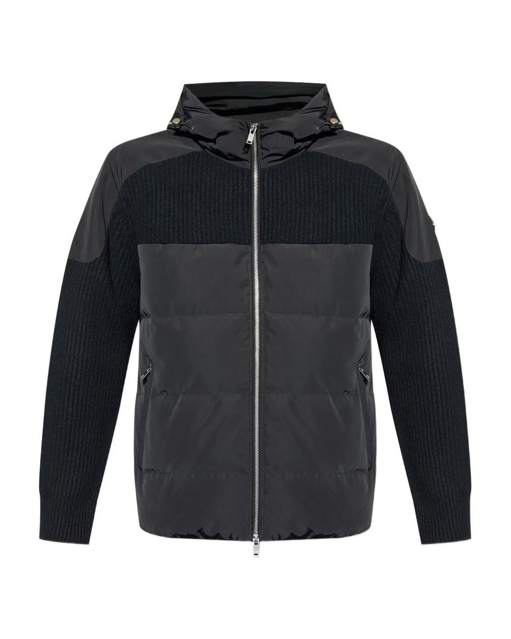 Moose Knuckles Blue Glenvale Ribbed-Panel Padded Jacket Clothing for men